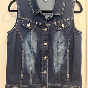 Denim Vest with Button Details
